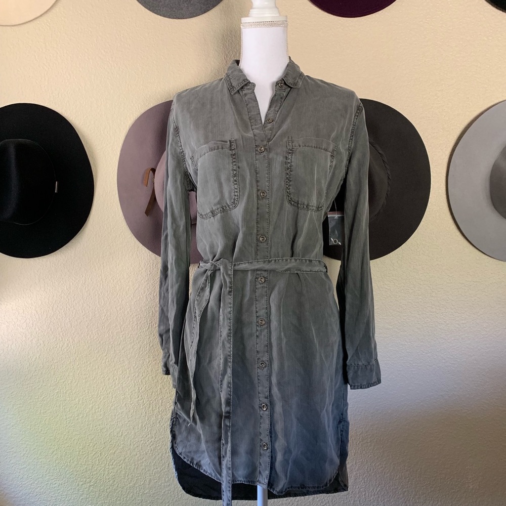 NWT! Grey Denim Chambray Shirt Dress